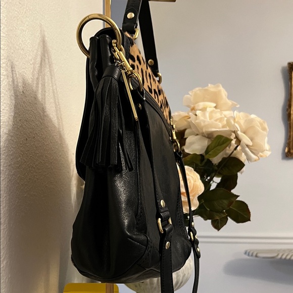 Coach Leopard Pony-hair top handle shoulder strap with and gold hardware. - Picture 4 of 10